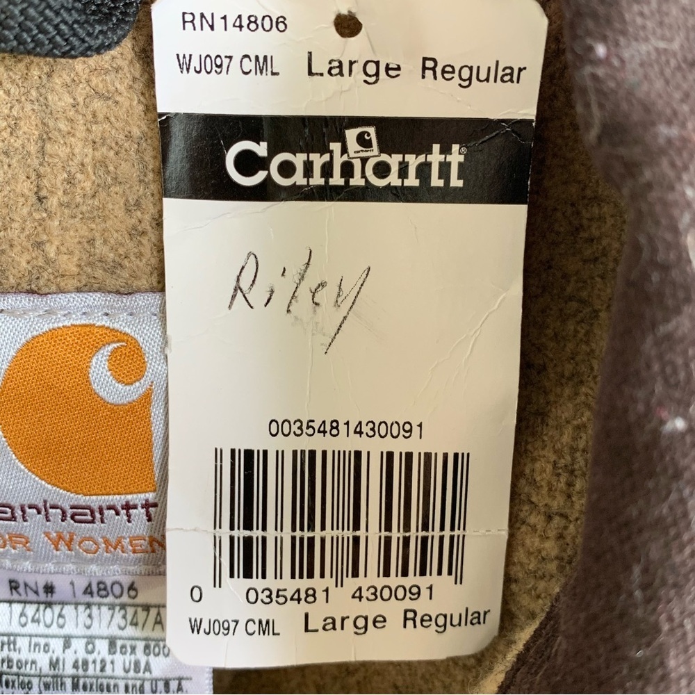 🆕 Vintage Carhartt Womens WJ097 CML Camel Brown Detroit Jacket Blanket Lined L - Picture 4 of 11